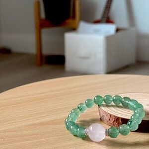 Handmade Green Aventurine & Rose Quartz Stretch Bracelet